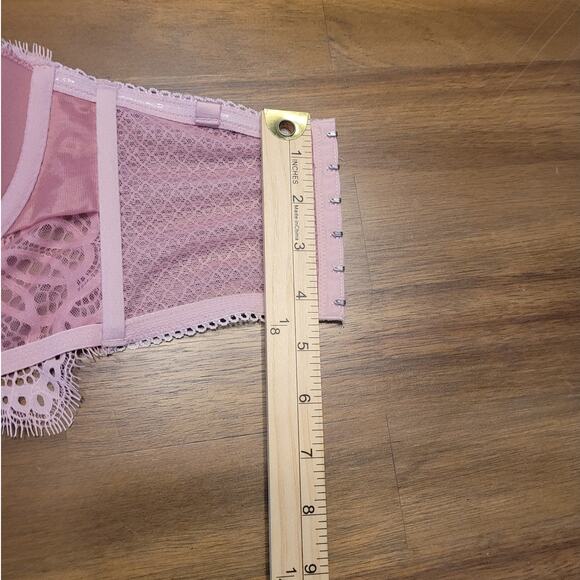 Victoria’s Secret Dream Angels Lace Bustier 32DD Dusty Rose Scalloped Trim NWT - Picture 10 of 13